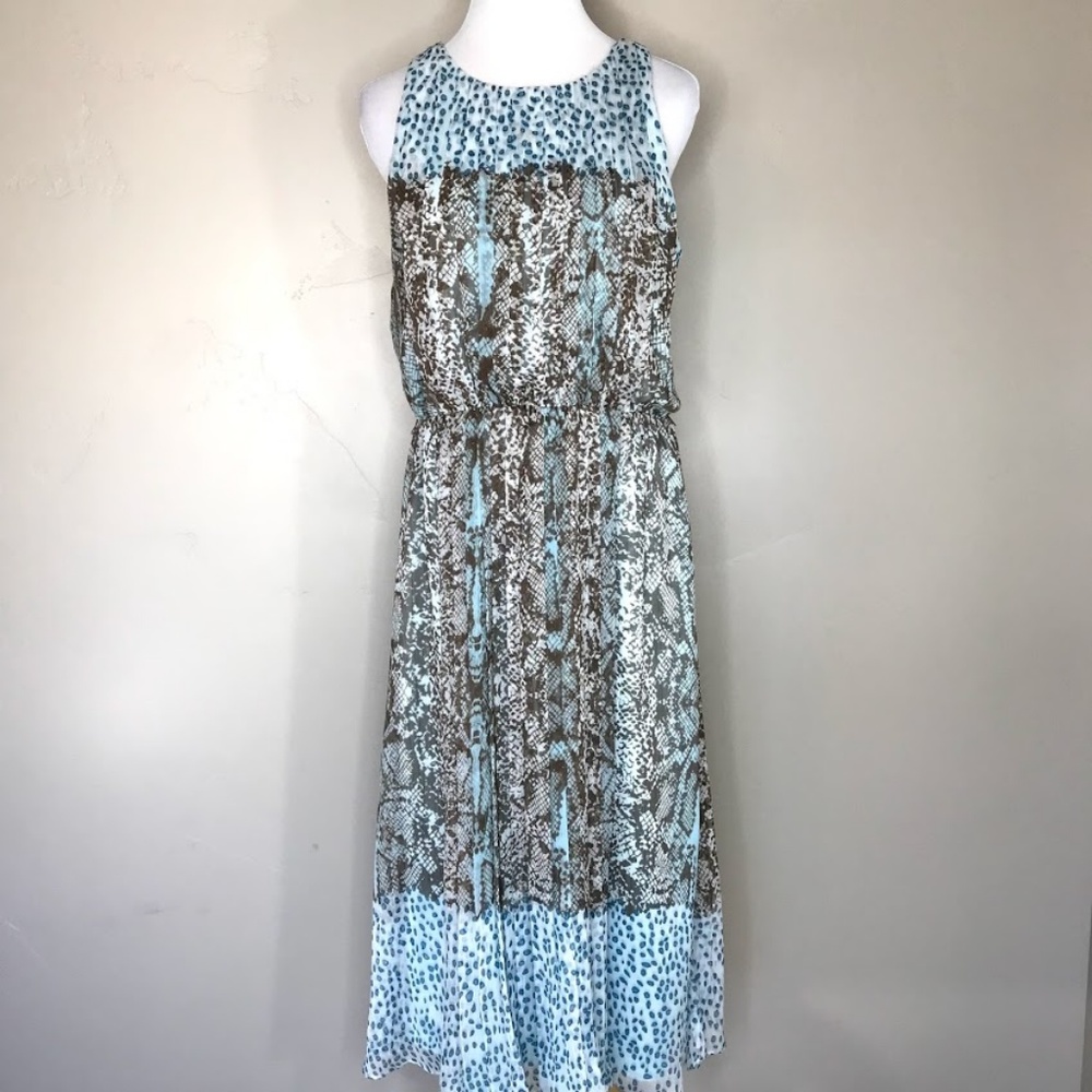 Vince Camuto Mixed Media Print Sleeveless Dress